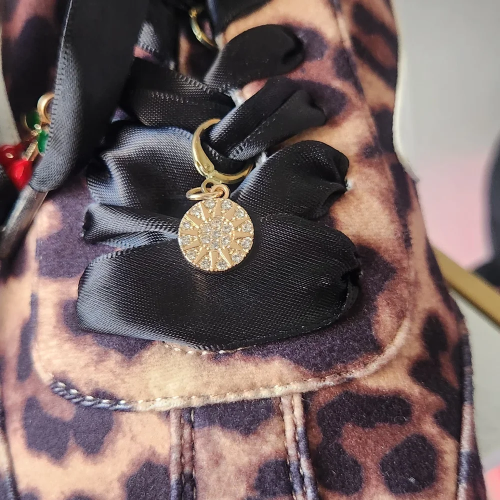 DV by Dolce Vita Leopard Print Satin Ribbon Sneakers - Brown Black - Picture 5 of 8